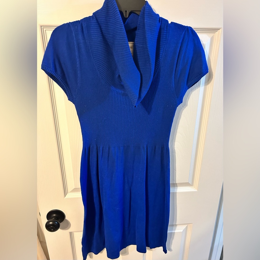 Pink Rose Royal Blue Cowl Neck Tunic